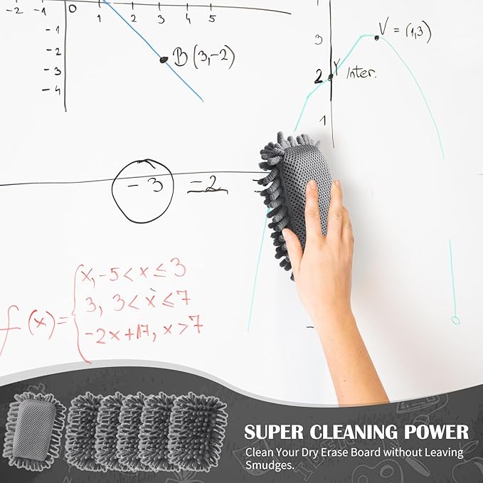 Sherr 36 Pcs Microfiber Shag Magnetic Erasers Bulk Washable Dry Erase Whiteboard Erasers for Whiteboard, Chalkboard, and Memo Boards Marker, Chalk Mark, Home School Classroom Office(Gray Color)