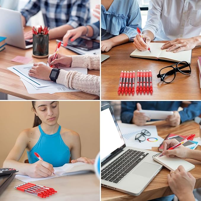 Jetec 500 Pcs Premium Gel Roller Pens Bulk, Fine Point 0.7 mm, Retractable Gel Ink Roller Ball Pens for Writing Journaling Taking Notes Office (Red)