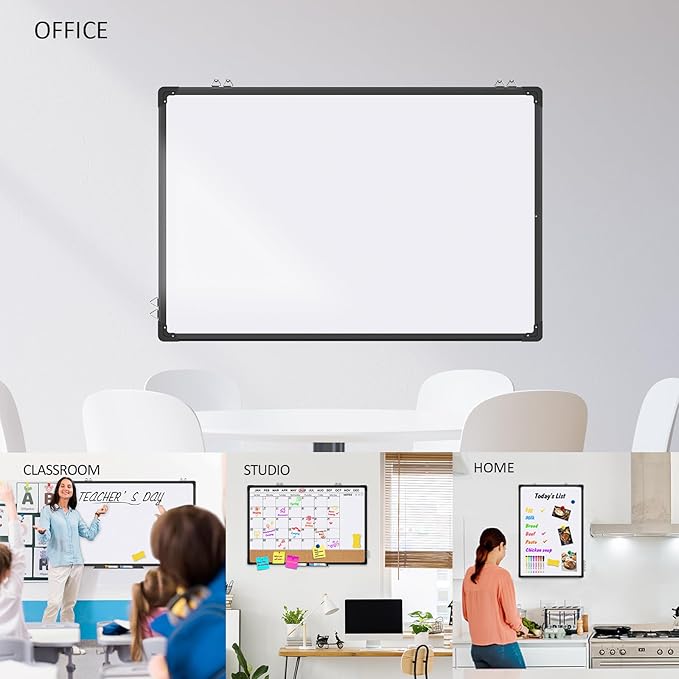 EAONE 36x24 in Double Side Whiteboard Calendar & Cork Board Combo for Wall, 3 in 1 Magnetic Dry Erase Whiteboard Monthly Calendar and Bulletin Board with Aluminum Frame for Home Office Kitchen