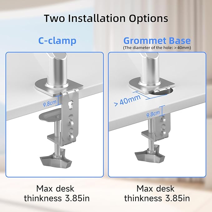 Suptek Ultrawide Monitor Arm Mount for 17 to 49 Inch Heavy Duty Curved Screen,Holds 46.2 lbs,Adjustable Gas Spring Monitor Arm Desk Mount Stand,75/100 Vesa Mount,Silver(MD71LS)