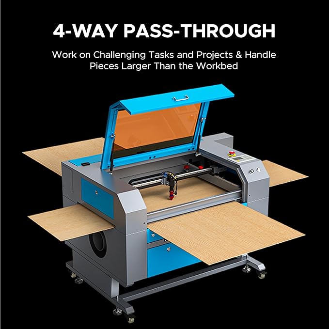 OMTech 90W CO2 Laser Engraver, 28"x20" Cutting & Engraving Machine with Autofocus, Air Assist, 4-Way Pass, Autolift, RDWorks, for Wood, Glass, Acrylic, Leather, Cardboard