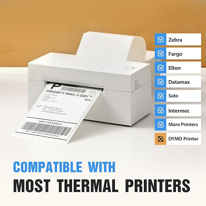 4x6 Thermal Labels Fanfold 500-Pack Crisp Prints Thermal Shipping Labels 4x6 Commercial Grade Thermal Printer Paper with Perforated, 1 Stack