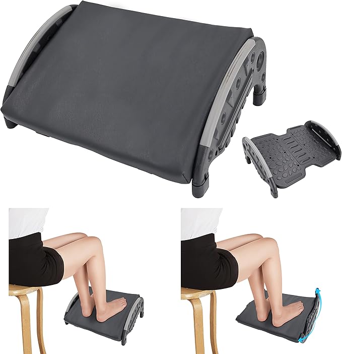 Under Desk Foot Rest,Foot Stool with Massage Texture,Includes Comfortable Memory Foam,Easy Assembly and disassembly (YB-RD)