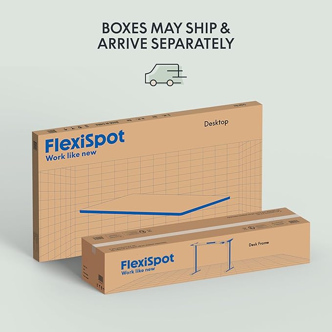 FLEXISPOT EN1 One-Piece Standing Desk, 40 x 24 Inches Large Height Adjustable Desk, Electric Sit Stand Desk Home Office Table Computer Workstation (White Frame + Black Desktop, 2 Packages)