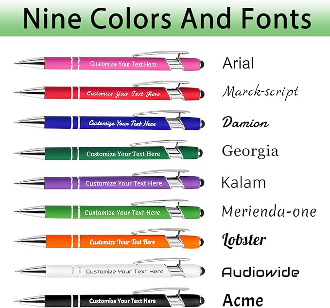 Max 500 Pcs Personalized Pens Bulk, Custom Pens with Free Engraving, Customized Stylus Tip Ballpoint Pen with Your Name Massage Text for School Office Business Graduation Anniversaries-20 Packs