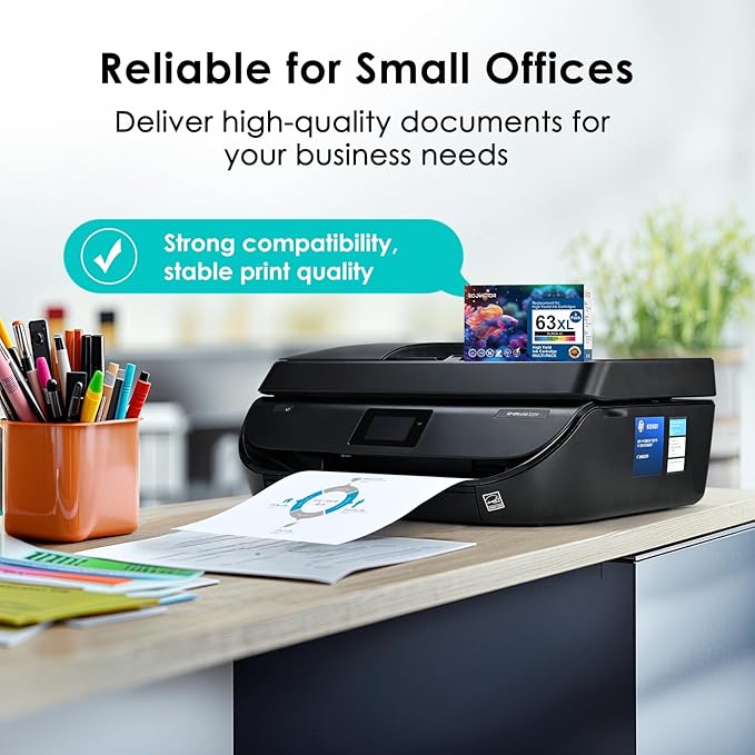 63XL Ink Cartridges Replacement for HP Ink 63 XL (2 Black and 1 Color Combo 3-Pack) for HP63 HP63XL 3830 4650 4520 4512 4510 4652 4655 5200 5255 5252 5258 3630 3632 2132 1112 2130 Printer