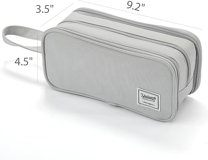 Pencil Case Pouch Box Bag School Supplies Girls Boys Kids, Cute Preppy Stuff Big Capacity Aesthetic Pen Organizer, Back to College Stationary, Gray, Extra Large Style, 2300ml