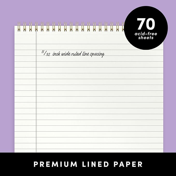 PAPERAGE Top Bound Spiral Notebook, 3 Pack, Lined Notepad, (Lavender/Blush/Light Grey), 70 Sheets (140 Pages) Per Notebook, Wide/Legal Ruled, 8.5 inches x 11 inches