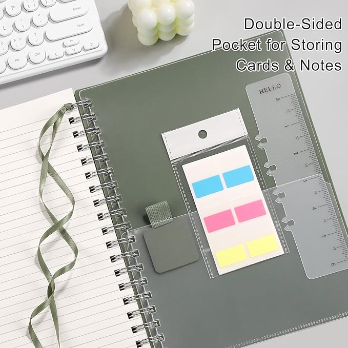 EMSHOI Lined Journal A4 Spiral Notebook, College Ruled Notebook, 300 Pages/150 Sheets, 100gsm Acid-Free Paper, Waterproof Softcover Notebook for School, Work, Writing, 8.27" × 11.2" - Light Green