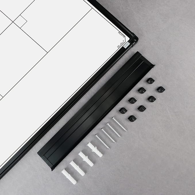 JILoffice Magnetic Dry Erase Calendar Whiteboard, 4 Month White Board Planner 48 X 36 Inch, Black Aluminum Frame Wall Mounted Board for Office Home and School