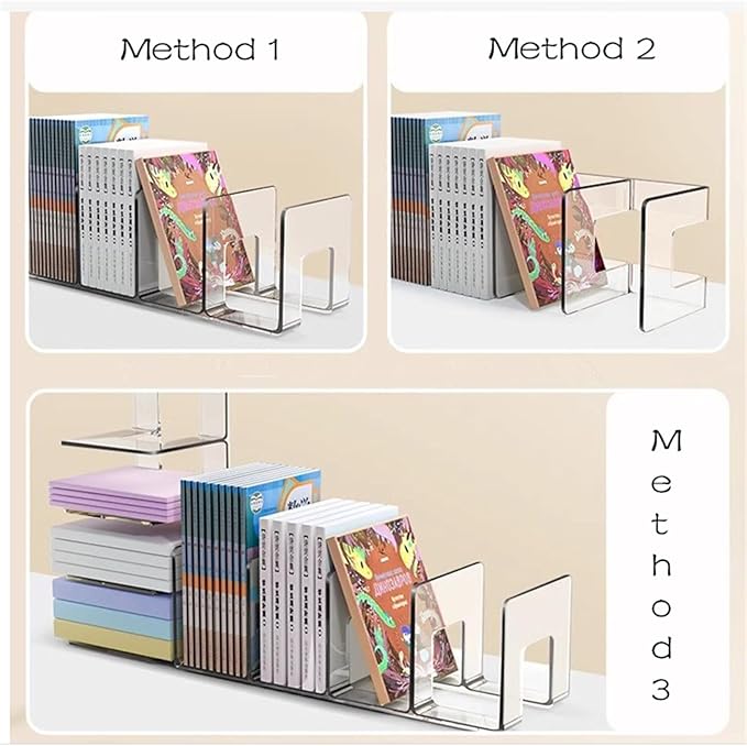 LUGUNU Acrylic Clear Purse Divider Organizer Clear Desk File Sorter Divider Mesh Folder Closet Shelf Storage Office Supplies Stand Holder Bookshelf (2 Pack of 3 Sections)