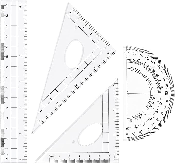 10 Pieces Math Geometry Kit Set Student Supplies with Shatterproof Storage Box,Includes Rulers,Protractor,Compass,Eraser,Pencil Sharpener,Lead Refills,Pencil,for School and Drawings(Black)