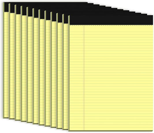 Yellow Legal Pad, 8.5 x 11 College Ruled Notepad, 12 Pack Legal Notepads 8.5 x 11 Writing Pads, 30 Sheets Per Note Pad, Micro Perforated Lined Paper 8.5 x 11 for Work Study Daily Note Taking List