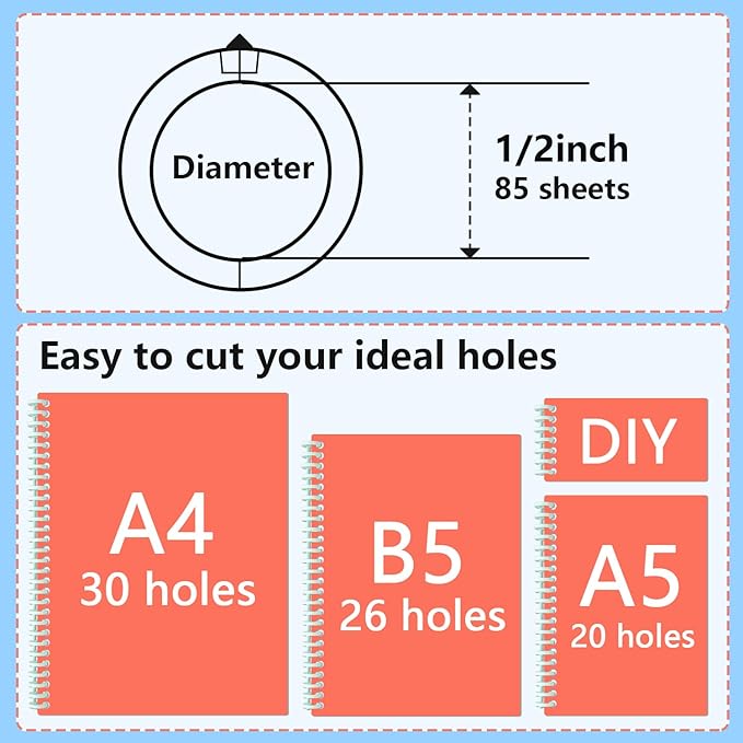 Binding Spines/Coils/Combs Easy to Open Close Adding Pages for Binding Machine Worklion,26pcs,Diameter 1/2", 30 Ring, Maximum 85 Sheets, Multicolor Trimmable Binding Combs