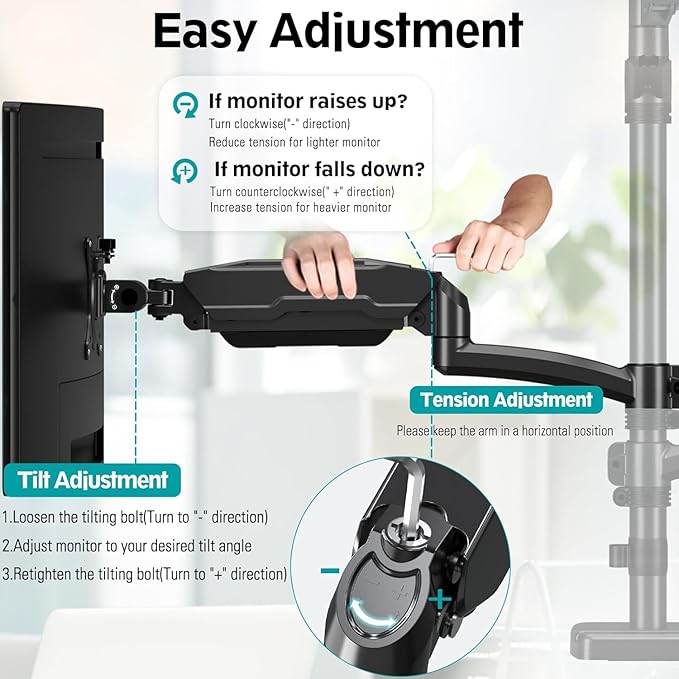MOUNT PRO Triple Monitor Mount for Max 32" Computer Screen, Adjustable 3 Monitor Desk Mount, up to 17.6lbs Each, Gas Spring Three Display Arm with Tilt Swivel Rotation, VESA Mount 75x75/100x100mm