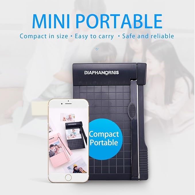 Guillotine Paper Trimmer, Mini Compact Paper Cutter, 1/4-Inch Grid for Precision Cutting, Straight Cuts Up to 3 Sheets, Perfect for Photos,Coupons,Card Making and Small Craft Projects (Grey)