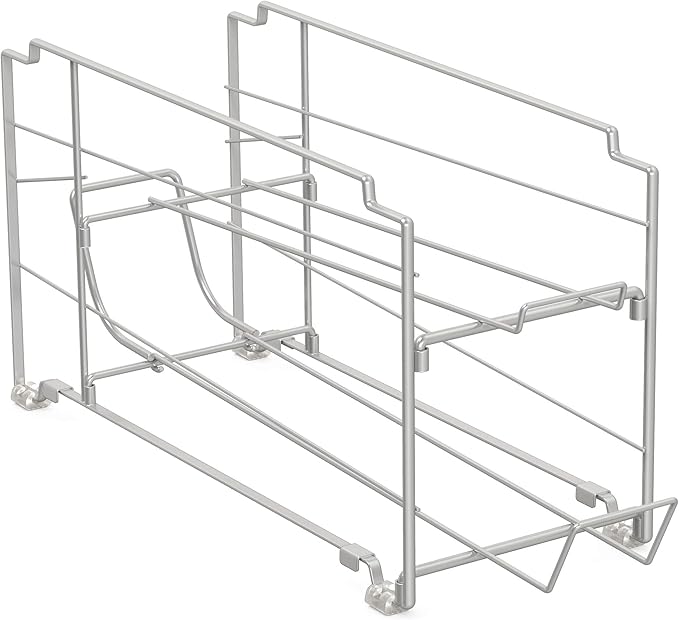 Simple Houseware Stackable Front Loading Beverage Can Dispenser Rack, Silver - 2 Pack