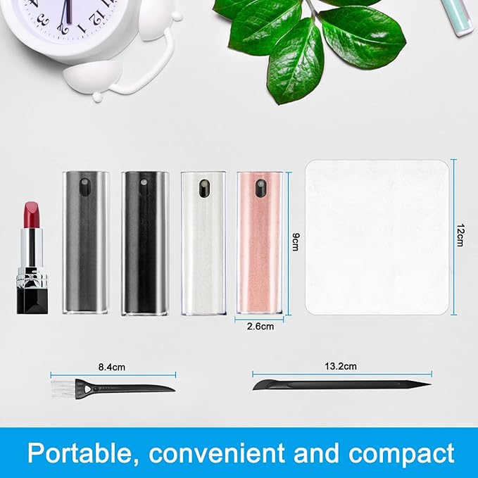 walrfid 4 Pack Screen Cleaner Spray, Car Touchscreen Mist Cleaner, Electronic Laptop Cleaning Kit for Computer, Cellphone, iPad, iPhone, MacBook, TV Monitor, Tablet, Car Display(Pink Grey Black Cream)
