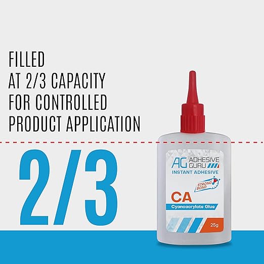Adhesive Guru CA Glue with Activator Woodworking (12 x 0.9 oz - 12 x 3.38 fl oz) Ca Glue for Woodworking, Cyanoacrylate Glue and Activator (12 Pack)