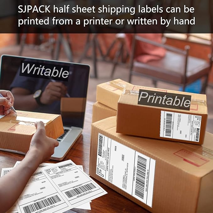 100 Half Sheet Shipping Labels 5-1/2" X 8-1/2" Address Blank Labels Laser/Ink Jet