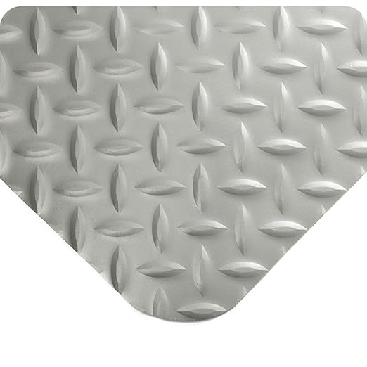 Wearwell 414.1516x4x65GY Diamond-Plate SpongeCote UltraSoft Mat, 65' Length x 4' Width x 15/16" Thick, Gray