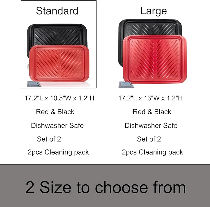 Grilling Prep and Serve Trays, BBQ Platter for Raw and Cooked Food, Melamine Serving Trays for Food, Set of 2, Black and Red, Napkin and Cleaning Clothes Included