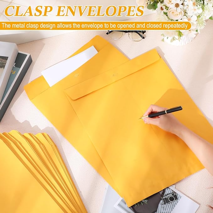 100 Pcs 14 x 18 Inch Extra Large Mailing Clasp Envelopes Jumbo Kraft Catalog Manila Envelope with Clasp Closure for Oversized Big Documents Office Home Business Legal School Storing Mailing