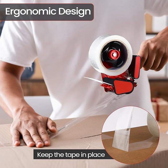 2 Pack Packing Tape Dispenser Gun with 12 Roll 2 Inch Packing Tape Gun 2.7 Mil Heavy Duty for Storing, Shipping, Moving, Carton and Box Sealing