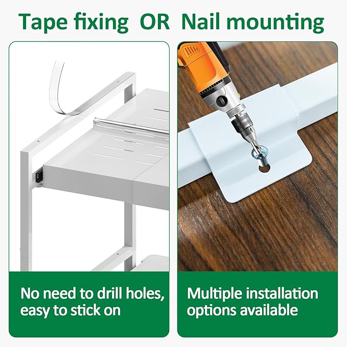 REALINN 2 Tier Pull Out Cabinet Organizer, 21 inch Depth Slide Out Shelves, Expandable 14"-22.5" Wide Heavy-Duty Cabinet Drawers for Kitchen Pots, Pans & Pantry Storage, White