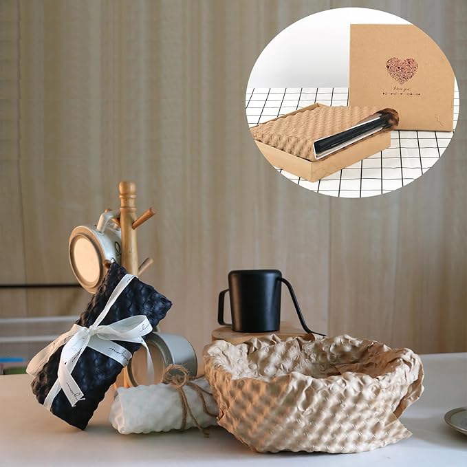 Bubble Paper Wrap 245ft*12in Packing Paper Sheets Durable Kraft Packing Paper for Moving Shipping and Storing Delicate Items Eco Friendly Packing Paper Alternative Paper Filler for Moving Boxes(Brown)