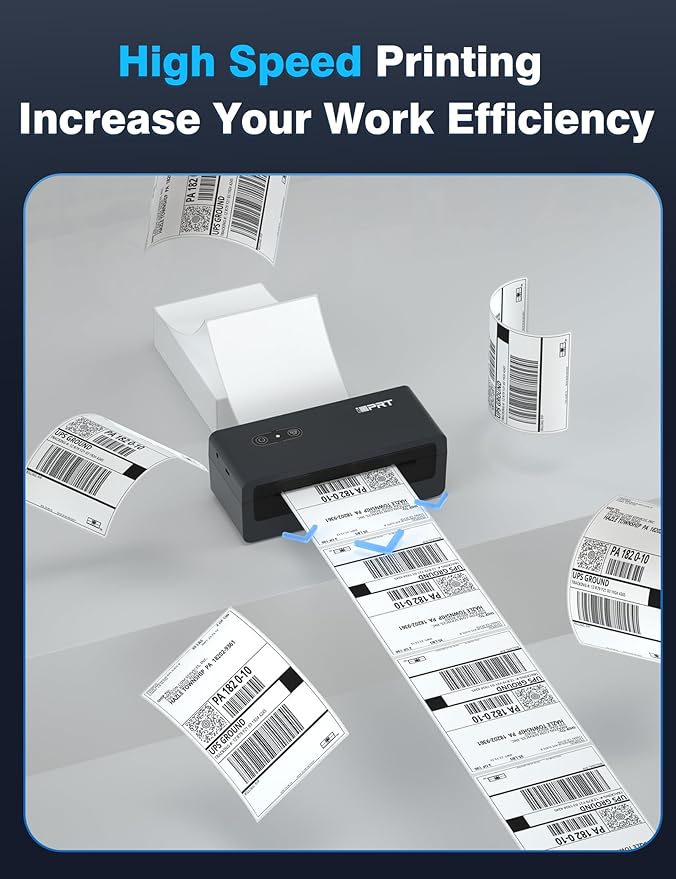 iDPRT Shipping Label Printer 4x6 Bluetooth Thermal Label Printer for Small Business and Shipping Package, Support Android, iPhone, Windows, macOS, Widely Used for Amazon, Shopify, Ebay