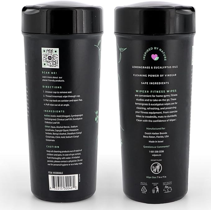 Wipex Screen Wipes & Gym Wipes Combo Pack - 75ct Gym Equipment Wipes Canister & 24ct Individually Wrapped Fitness Touch Screen Wipes, Safe for Yoga Mats & Electronics, Lemongrass Scent