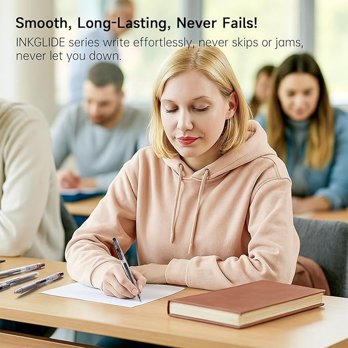 Shuttle Art Black Gel Pens, Ink Glide Series 15 Pack Retractable 0.5mm Fine Point Rollerball Gel Ink Pens Quick Drying Waterproof Smooth Writing with Comfortable Grip for Office School and home