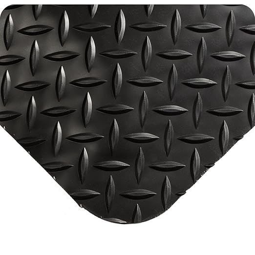 Wearwell 414.1516x4x66BK Diamond-Plate SpongeCote UltraSoft Mat, 66' Length x 4' Width x 15/16" Thick, Black