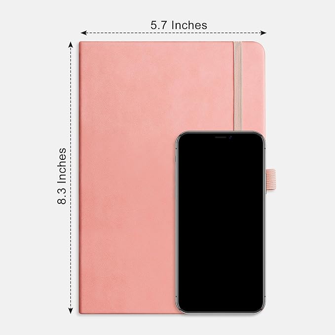 RETTACY Graph Grid Paper Notebook, 2-Pack, 192 Pages per Pack, A5 Medium Size (5.7'' x 8.3''), Leather Hardcover, 100 GSM Thick Paper, for School, Students, Math, Engineering (Black & Pink)
