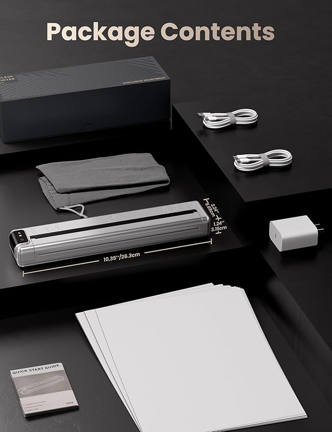 Phomemo Q302 Upgraded Portable Printers Wireless for Business, Ultra-Small Bluetooth Printer for Mobile Printing, 2400mAh Battery can Reverse Charging, 300dpi Inkless Printer Support 8.5X11 US Letter