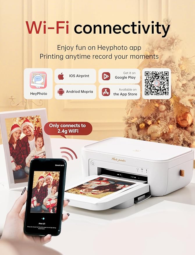 HPRT Photo Printer 4x6,+108Sheets&2ribbon,Instant Picture Printer for iPhone, Android, Smartphone,Portable Photo Printers for Home Use,Thermal Dye-Sublimation, AR Video Printing(White)