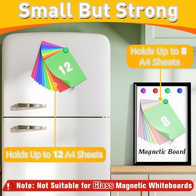 VNDUEEY Magnets for Fridge, Mini Refrigerator Colored Magnets for Whiteboard Classroom Strong Magnetic Push Pins Office Dry Erase Board Cute Decorative Magnetic Clips Heavy Duty Gadgets, 16 Pack