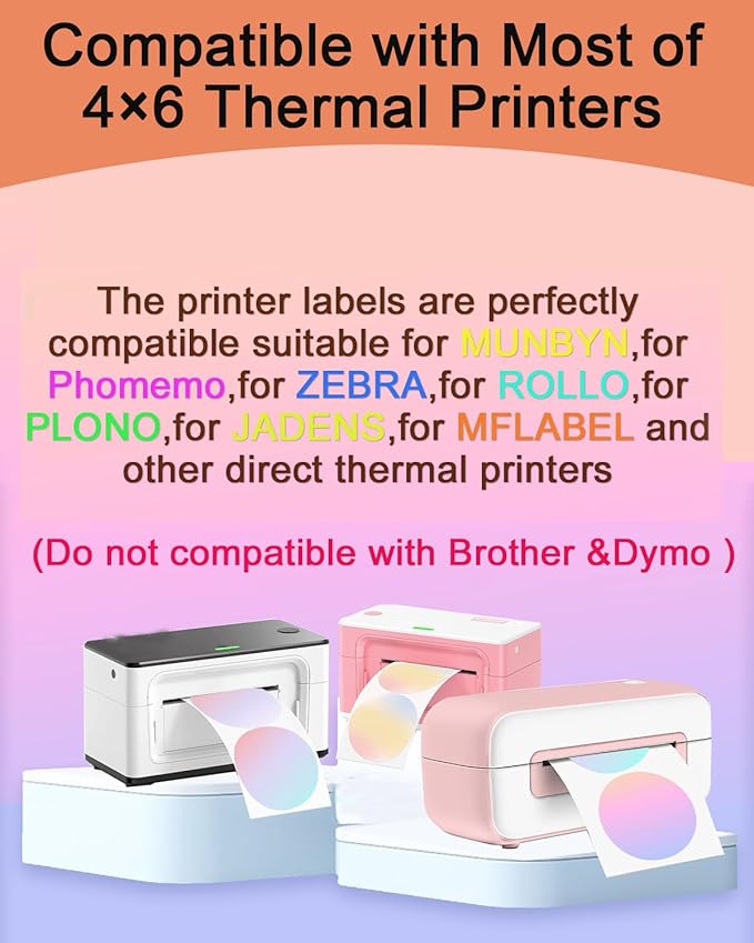 2 inch Round Thermal Labels, Thermal Printer Labels use for Barcode, Shipping, Customized, Circle Direct Thermal Stickers 500 Labels for Printer, Fantasy Purple