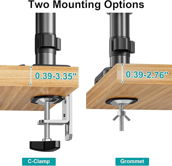 MOUNT PRO Dual Monitor Mount for 13-32" Computer Screen, Tall Monitor Stands for 2 Monitors, Adjustable Gas Spring Double Vertical Monitor Desk Mount, Each Arm Holds 4.4 to19.8lbs, VESA Mount, Black