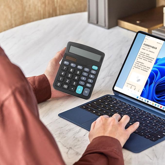 8 Pack Office Calculators Desktop, 12-Digit Solar Basic Desktop Calculator Dual Power Electronic Calculators with Large LCD Display Big Button for Office Home and School