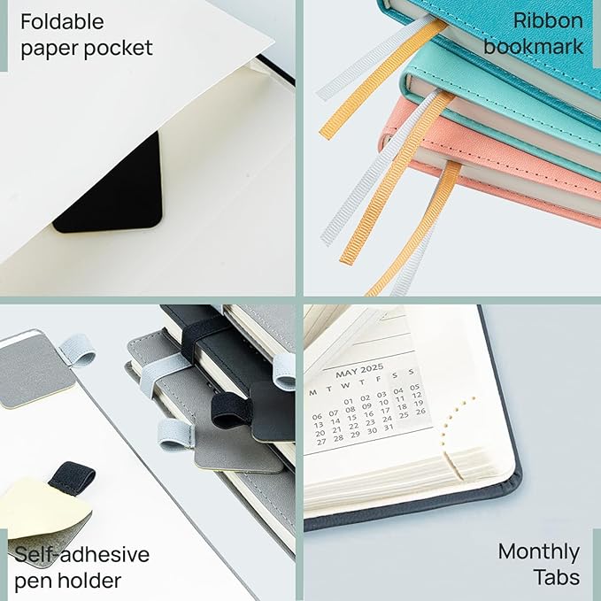 POPRUN Planner 2025-2026 (Medium - 6.5'' x 8.5'') Academic Weekly Calendar (July 2025 - June 2026) with Hourly Time Slots, Monthly Tabs, 100GSM Thick Papers, Leather Soft Cover - Purple