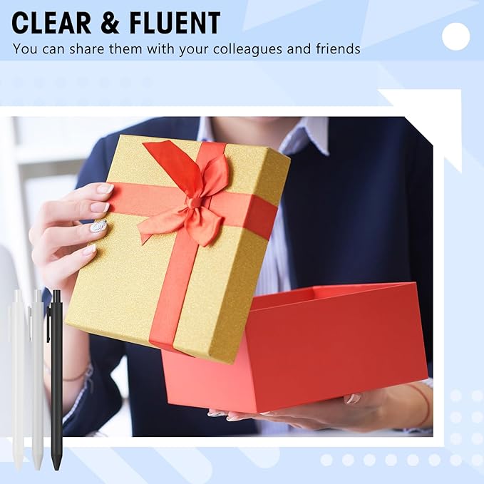 Fulmoon 50 Pcs Ballpoint Pens Bulk Retractable Comfortable Writing Pens Cute Back to School Supplies in Medium Point 1.0 mm for Teacher Student Bridal Shower Baby Shower (Black White Gray)