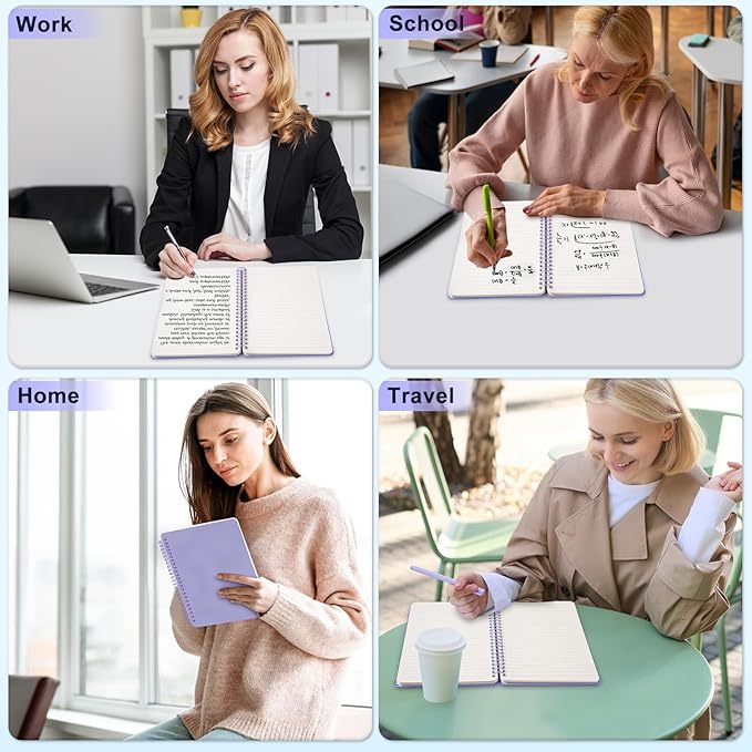 Lined Spiral Journal Notebook, A4 Hardcover Leather Notebook for Work, 8.5''×11'', 100GSM Thick Paper Spiral Bound Journaling Notebooks for Women & Men Office School Note Taking Business, Purple