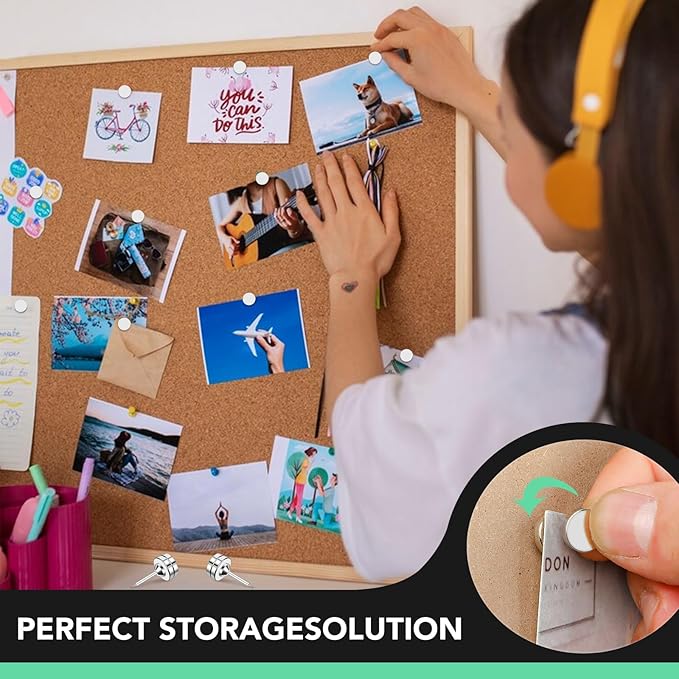 E BAVITE Magnetic Push Pins ThumbTacks, 36 Sets Magnet Pushpins for Wall Bulletin Board Cork Board Cute Decorative Push Pin Clips for Poster Hanger Picture Hanging Home Office Accessories