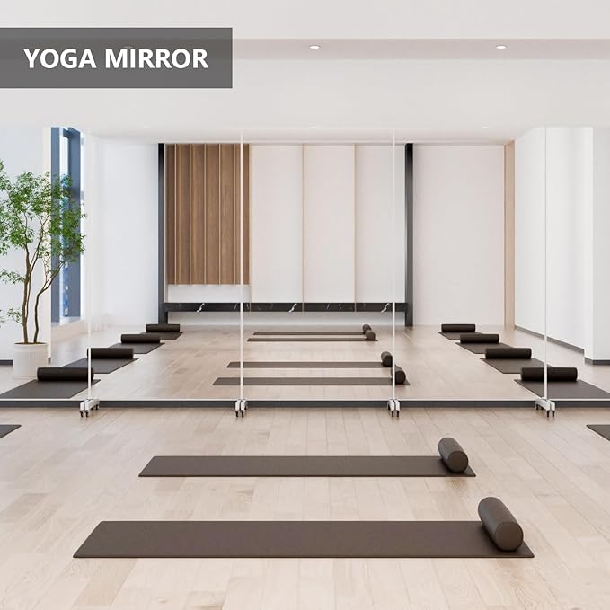 Brisafe Home Gym Mirror 71'' x 40'' - Rolling Safety Mirror for Dance Studio & Yoga, Ultra Clear Nano Material Full-Length, Oversized Shatterproof Floor Mirror With Wheels, 13LBS, White