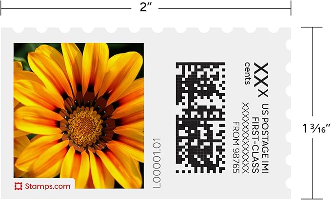 Treasure Flowers NetStamps 120-Pack (5 Sheets) Printable Postage Labels (Stamps.com Subscription Required) - Print Approved Postage - Inkjet & Laser Printers - Business, Personal, Home