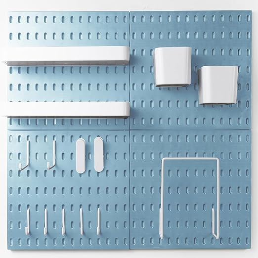 22"x22" Pegboard Combination Kit Wall Organizer Kit - 4 Panels & 14 Hooks for Kitchen, Bedroom, Office, Bathroom Storage