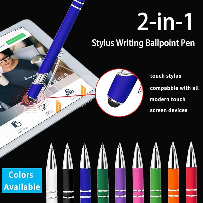Max 500 Pcs Personalized Pens Bulk, Custom Pens with Free Engraving, Customized Stylus Tip Ballpoint Pen with Your Name Massage Text for School Office Business Graduation Anniversaries-200 Packs