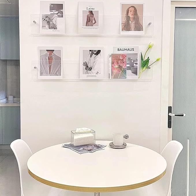 ROYALITA 2-Pack Acrylic Magazine Holder Brochure Holder, 17" Record Holder Magazine Rack, Fashion Hanging Bookshelf Literature Storage Rack for Waiting Room, Living Room, Office, Clear 17 Inch